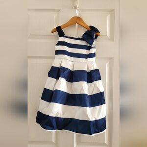 Toddler Navy and White Stripe Party Dress | Size 5